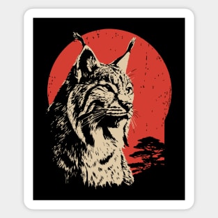 Wild Lynx Portrait Vintage Japanese Style Art Sticker